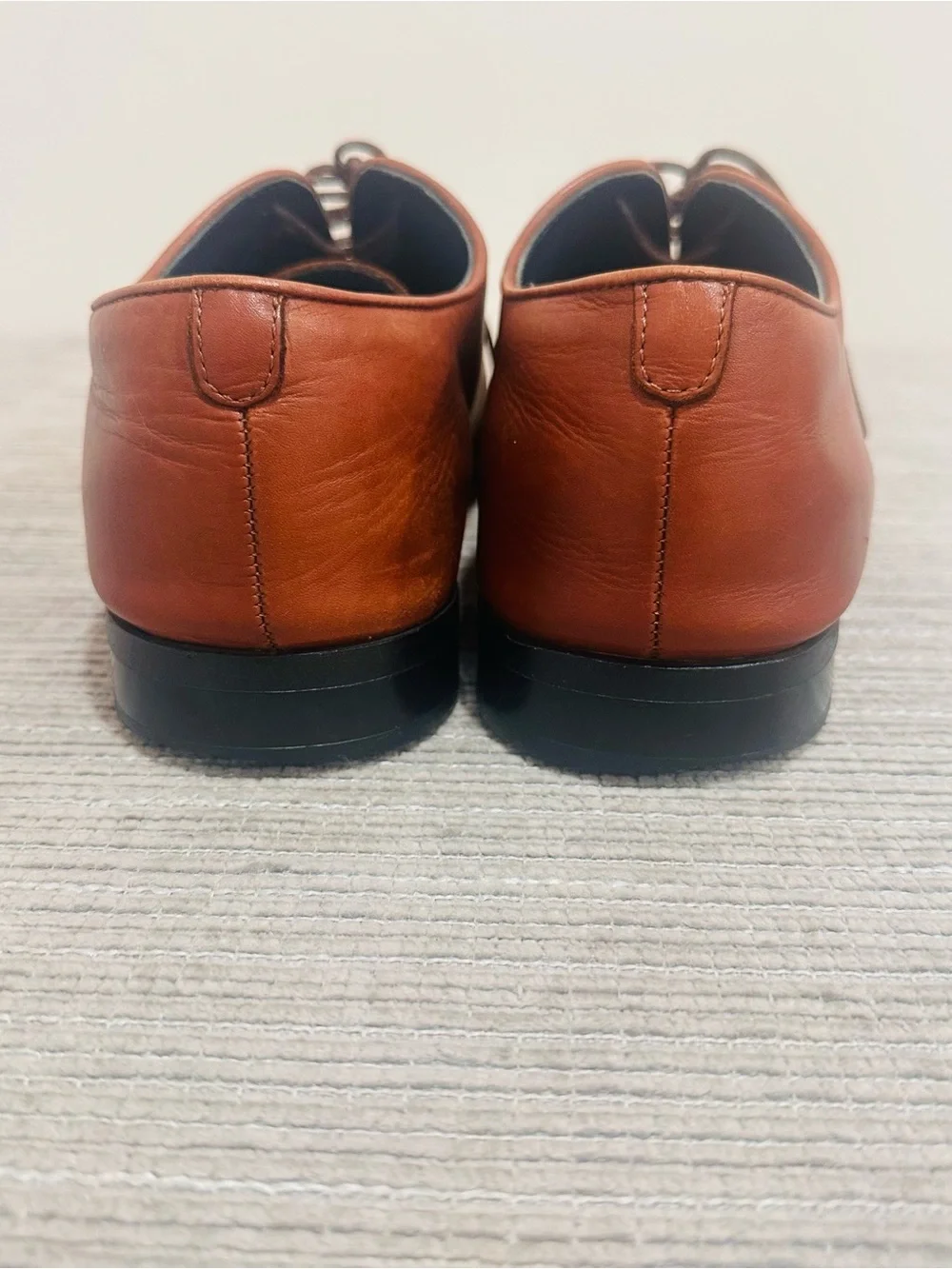 Louis Philippe Men's Tan Leather Plain Toe Oxford Dress Shoes Size US  9,5